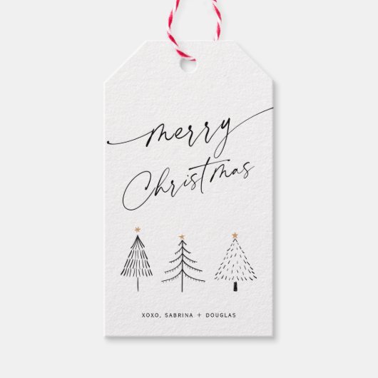 Minimalistisch kerstkalligrafietoestel Label Cadeaulabel (Voorkant)