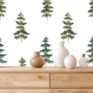 Minimalistisch kerstpijnboompatroon behang