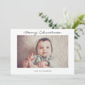 Minimalistisch kerstscript fotokaart feestdagenkaart (Staand voorkant)