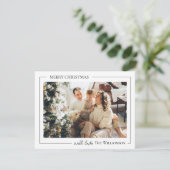 Minimalistisch kerstscript met foto  feestdagenkaart (Staand voorkant)