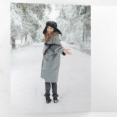 Minimalistisch kerstviering Multi-Photo Grey Chevr Drieluik Wenskaart (Binnenzijde eerst)