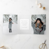 Minimalistisch kerstviering Multi-Photo Grey Chevr Drieluik Wenskaart (Binnen)