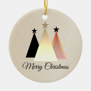 Minimalistisch kerstzwart en Roos Gold Keramisch Ornament