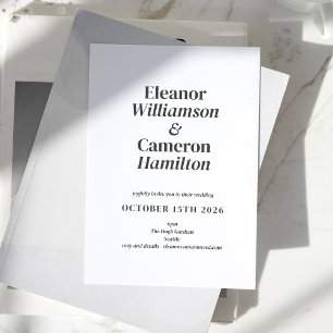 Minimalistisch Klasse Zwart en Wit Trouwdesign Kaart