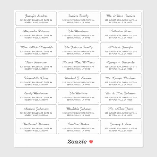 Minimalistisch klassiek adresetiket voor bruiloft sticker (Vel)