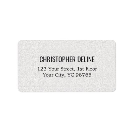 Minimalistisch klassiek elegant textuur wit label (Voorkant)