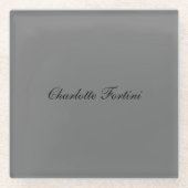 Minimalistisch klassiek handschrift script naam gr glazen onderzetter (Voorkant)