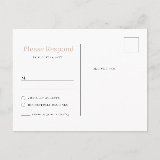 Minimalistisch klassiek rsvp-briefkaart uitnodiging briefkaart (Achterkant)