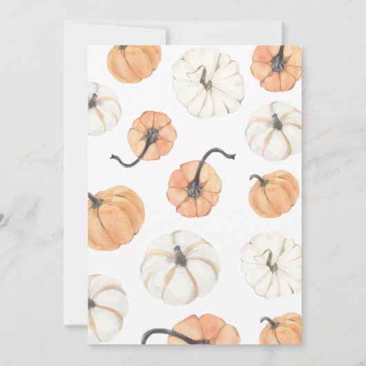 Minimalistisch klein pompoen Baby shower Kaart (Achterkant)