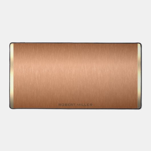 Minimalistisch koper bruin en goud monogram bureaumat (Voorkant)