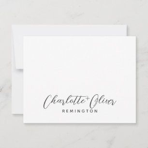 Minimalistisch Koppel Handgeschreven Script Naam M Notitiekaartje