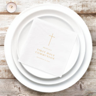Minimalistisch kruis Eerste Heilige Communie Folie Servetten
