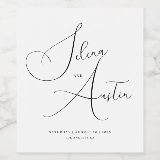 Minimalistisch label voor handscript bruiloft wijn etiket (Enkel label)