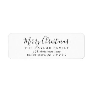 Minimalistisch label voor Merry-kerstretouradres