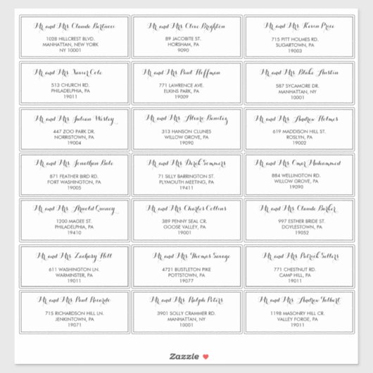 Minimalistisch label voor zwarte witte bruiloft (Vel)