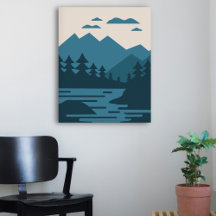 Minimalistisch Lake & Mountains landschap