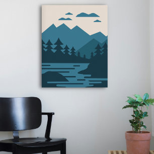 Minimalistisch Lake & Mountains landschap Poster