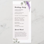 Minimalistisch Lavendel Eucalyptus Trouwprogramma Menu (Achterkant)