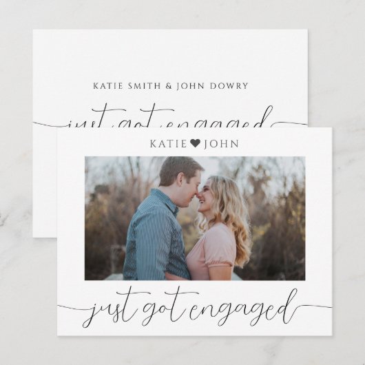 Minimalistisch legant script heeft foto's ontvange aankondigingskaart (Voorkant / Achterkant)