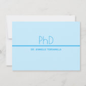Minimalistisch lichtblauw foto PhD-graad Aankondiging (Achterkant)