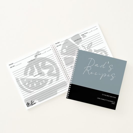 MINIMALISTISCH LICHTBLAUW GRIJS ZWART CADEAU KOOKB NOTITIEBOEK (Binnen)