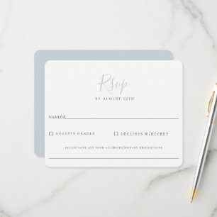 Minimalistisch lichtblauw huwelijk RSVP Kaartje