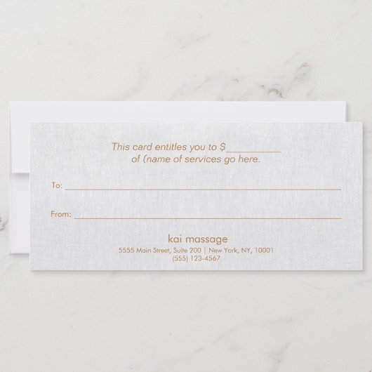 Minimalistisch lichtgrijs cadeaubon (Achterkant)