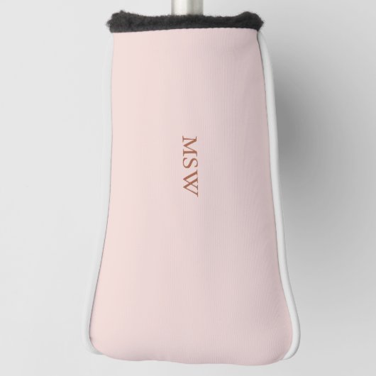 Minimalistisch lichtroze monogram stijlvol golfheadcover (Draai 90)