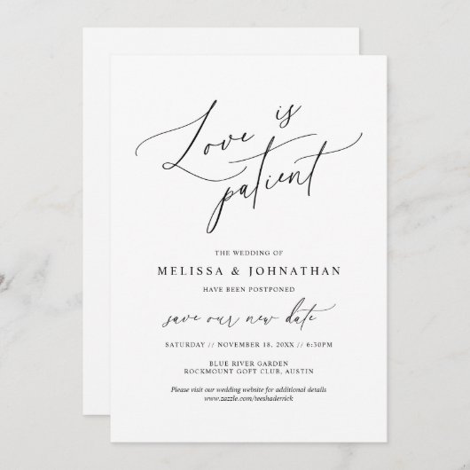 Minimalistisch, Liefde is patiënt, Verander de dat Kaart (Voorkant / Achterkant)