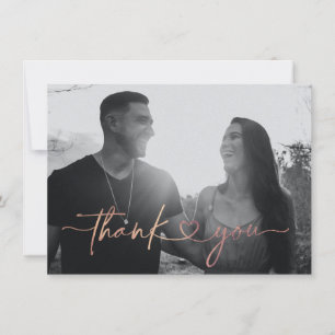 Minimalistisch liefdeshart bruiloft Foto bedankt