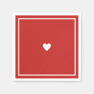 Minimalistisch liefdeshart op rood huwelijk servet