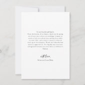 Minimalistisch liefdeshartsscript bruiloft foto bedankkaart (Achterkant)