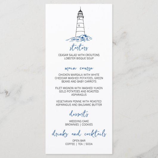 Minimalistisch Lighthouse huwelijksmenu Menu (Voorkant)