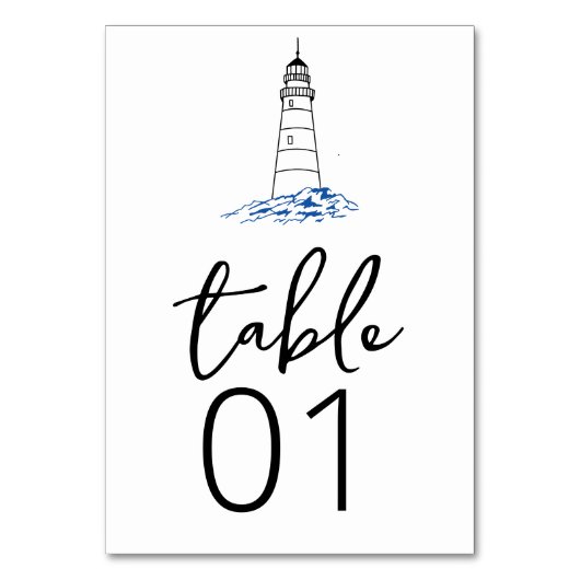 Minimalistisch Lighthouse Trouwtafel nummer Kaart (Voorkant)