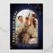 Minimalistisch Lijst foto van Arch nieuwjaar Folie Feestdagenkaart (Voorkant)