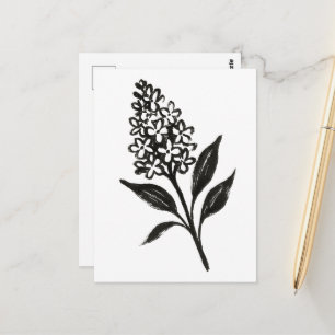 Minimalistisch Lila – Ink Bloom Botanisch Ontwerp  Briefkaart