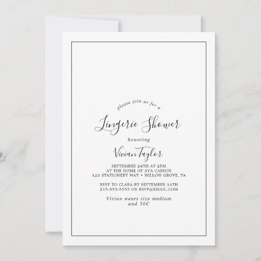 Minimalistisch Lingerie Shower Kaart (Voorkant)