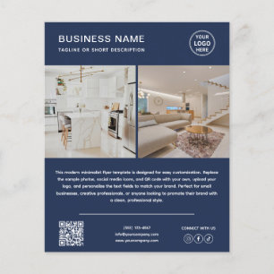 Minimalistisch Logo Foto QR-code Marineblauw Zakel Flyer