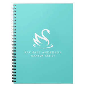 Minimalistisch Logo Swan op Robin Egg Blue Notitieboek
