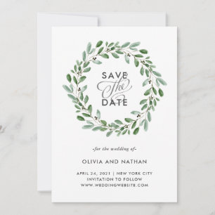 Minimalistisch Loofwerk Foto Achterkant Trouwkaa Save The Date