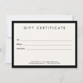 Minimalistisch Luxe Boutique Ivory Gift Certificat (Achterkant)