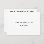 Minimalistisch luxe cadeaubon (Voorkant / Achterkant)