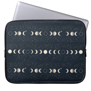 Minimalistisch maanfasenpatroon met sterren en nac laptop sleeve