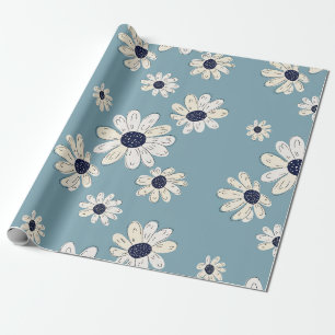 Minimalistisch madeliefjes bloempatroon (2) cadeaupapier