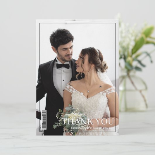 Minimalistisch magazine Hoesje bruiloft Bedankkaart (Staand voorkant)