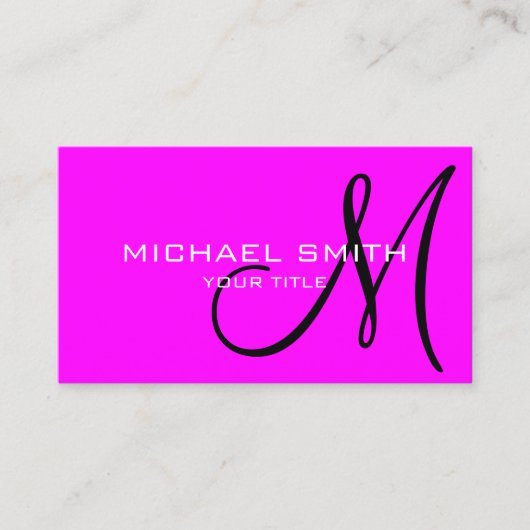 Minimalistisch magenta monogram voor professionals visitekaartje (Voorkant)