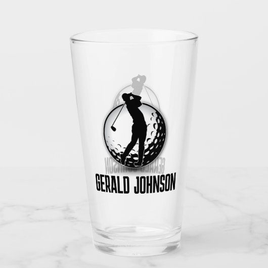 Minimalistisch Mannen Golf Monogram Ontwerp Glas (Voorkant)