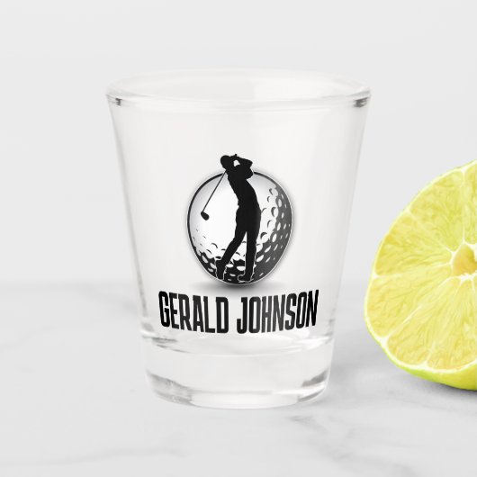 Minimalistisch Mannen Golf Monogram Ontwerp Shot Glas (Voorkant)