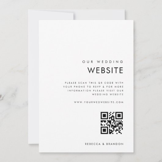 Minimalistisch Manuscript Ampersand All in One Wed Kaart (Achterkant)