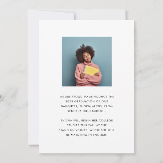 Minimalistisch Manuscript bekleding Twee Afstudere Aankondiging (Achterkant)